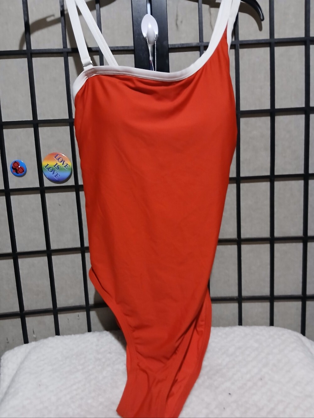 Classic Red One-Piece Swimsuit with White Trim